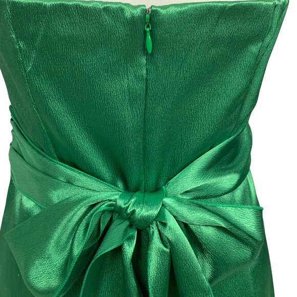 Love Reign Strapless Pleated Tie-Back Mini Cocktail Dress 9 Green Charmeuse - Picture 5 of 9
